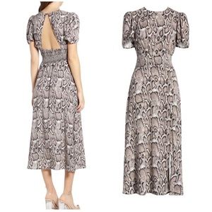 AFRM Jamie Open Back Short Sleeve Snake Print Dress Sz S